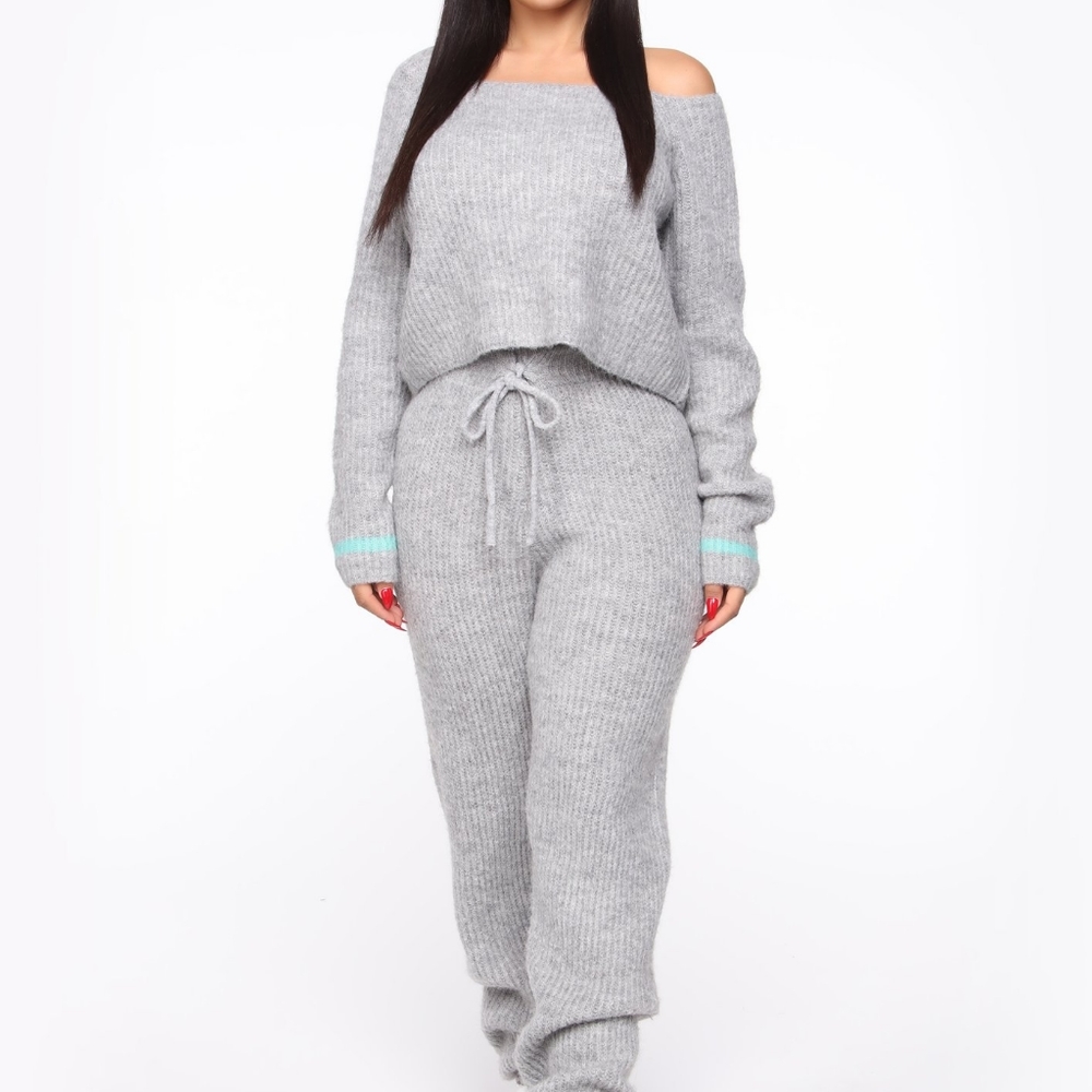 Fashion Nova Knit's Not An Issue Pant Set - Grey